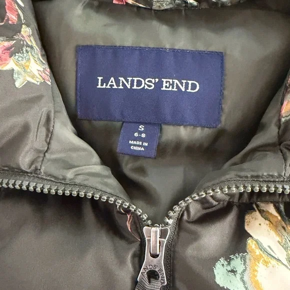 Lands' End Floral Down Filled Puffer Vest size Small 6/8 - Picture 5 of 7